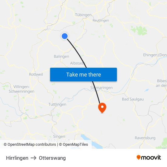 Hirrlingen to Otterswang map