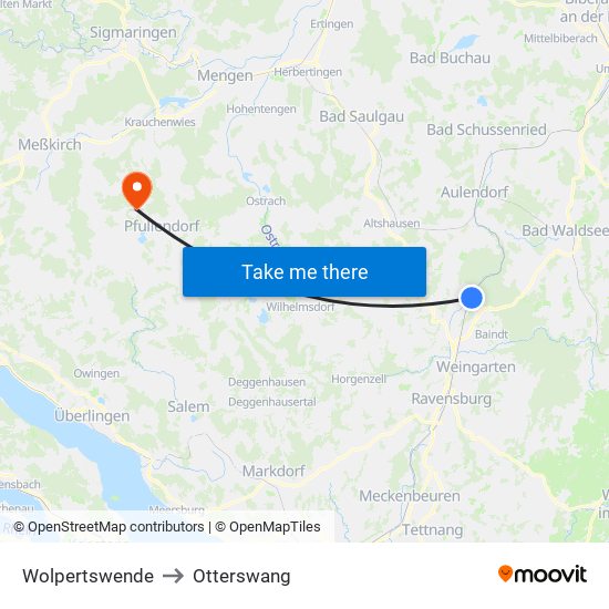 Wolpertswende to Otterswang map