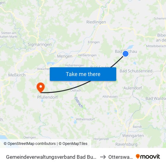 Gemeindeverwaltungsverband Bad Buchau to Otterswang map