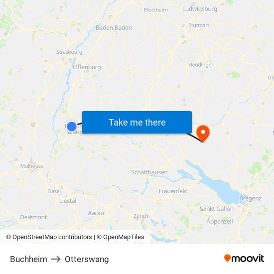 Buchheim to Otterswang map
