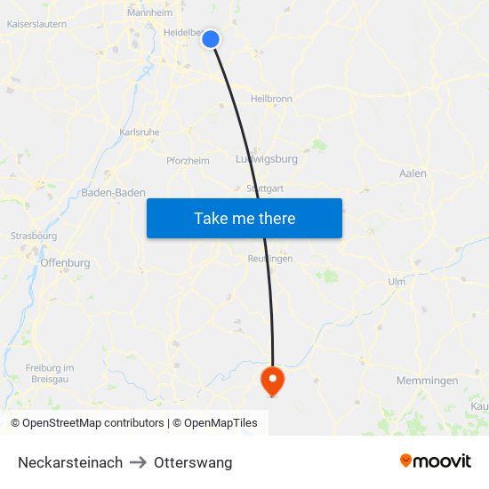 Neckarsteinach to Otterswang map