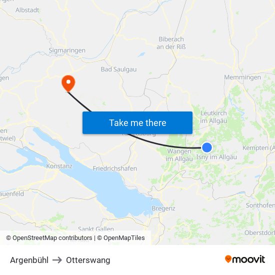 Argenbühl to Otterswang map