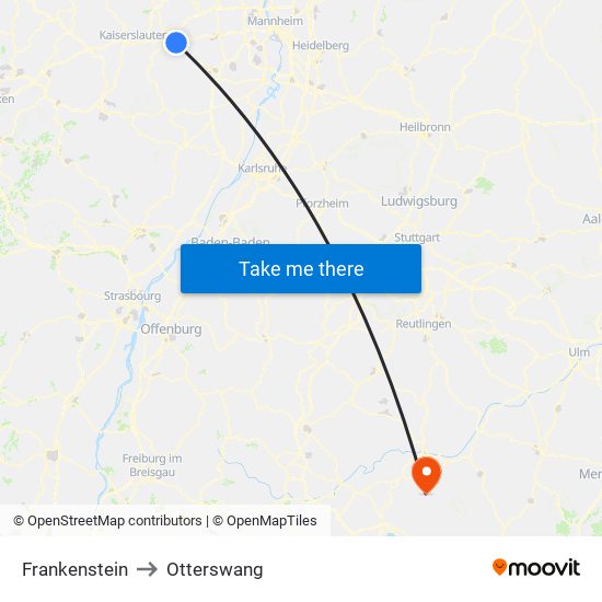 Frankenstein to Otterswang map