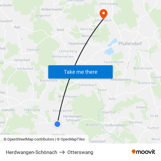 Herdwangen-Schönach to Otterswang map