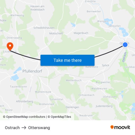 Ostrach to Otterswang map