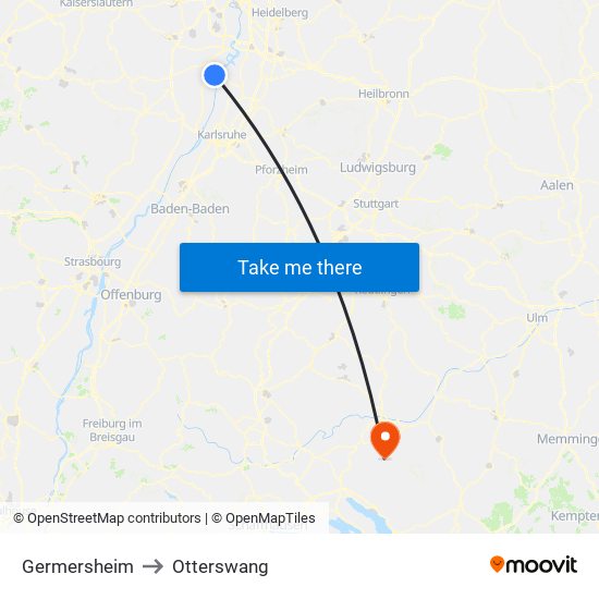 Germersheim to Otterswang map