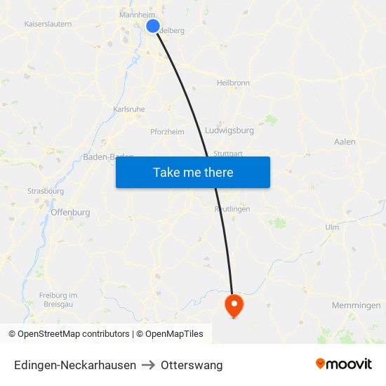 Edingen-Neckarhausen to Otterswang map