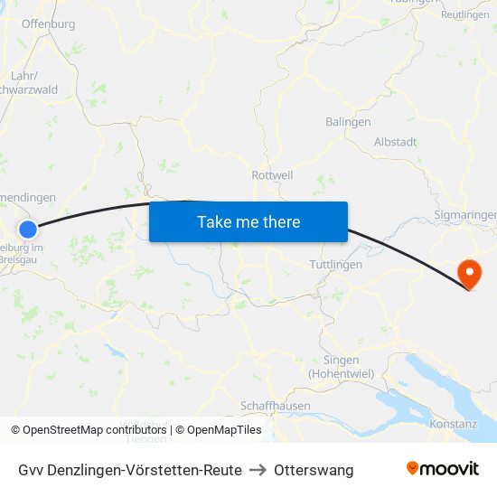 Gvv Denzlingen-Vörstetten-Reute to Otterswang map