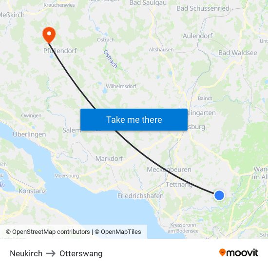 Neukirch to Otterswang map