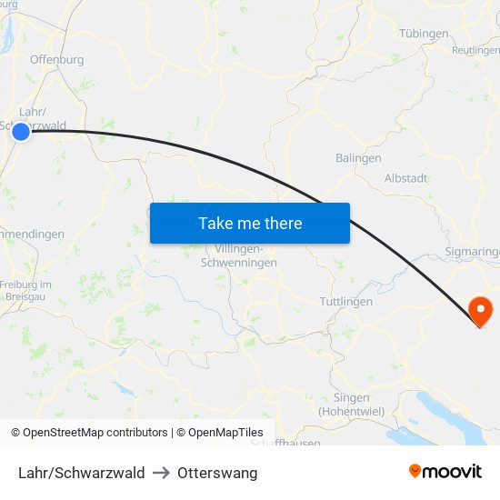 Lahr/Schwarzwald to Otterswang map