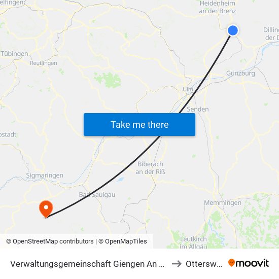 Verwaltungsgemeinschaft Giengen An Der Brenz to Otterswang map