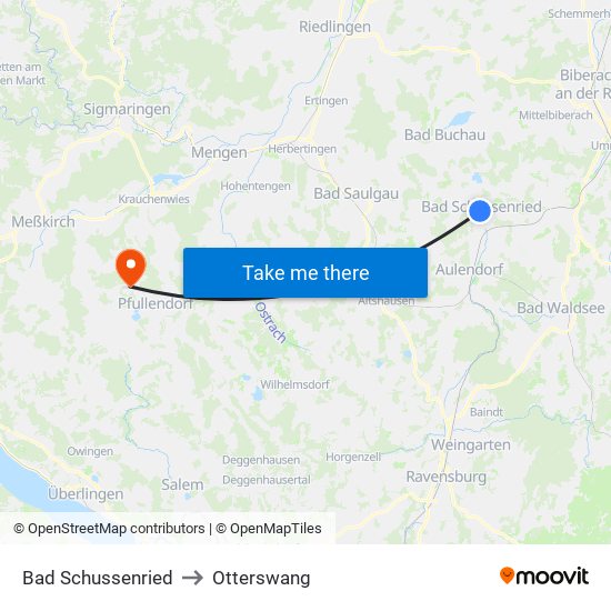 Bad Schussenried to Otterswang map