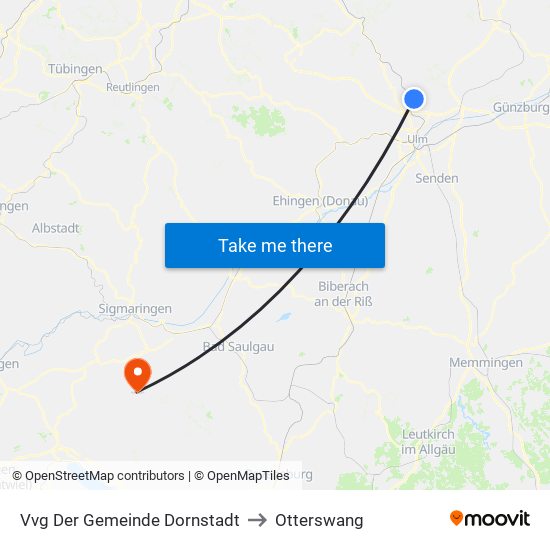 Vvg Der Gemeinde Dornstadt to Otterswang map