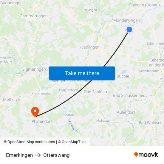 Emerkingen to Otterswang map