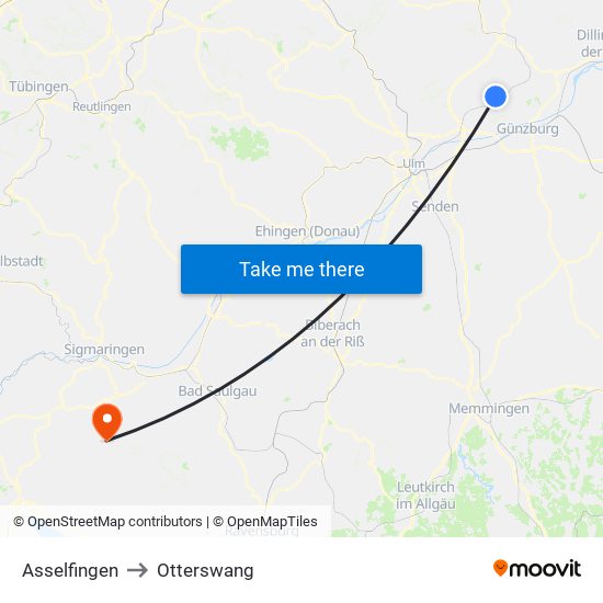 Asselfingen to Otterswang map