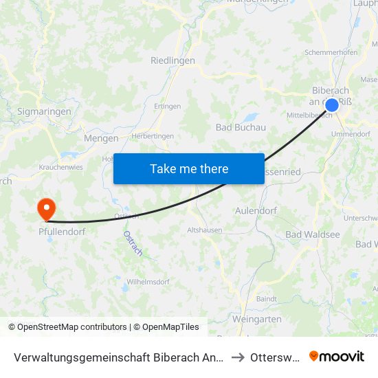 Verwaltungsgemeinschaft Biberach An Der Riß to Otterswang map