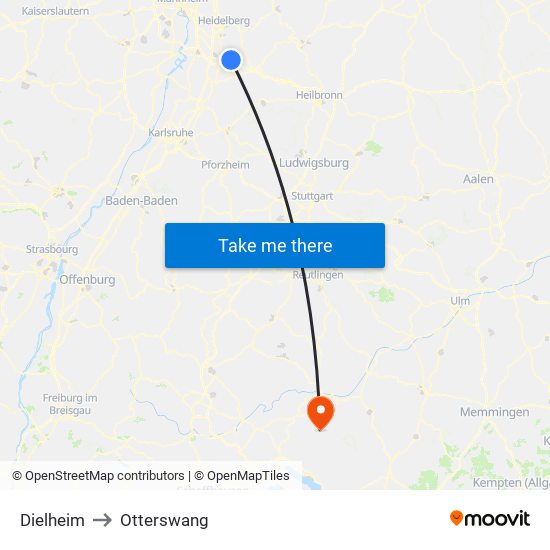 Dielheim to Otterswang map