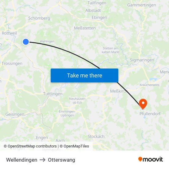 Wellendingen to Otterswang map