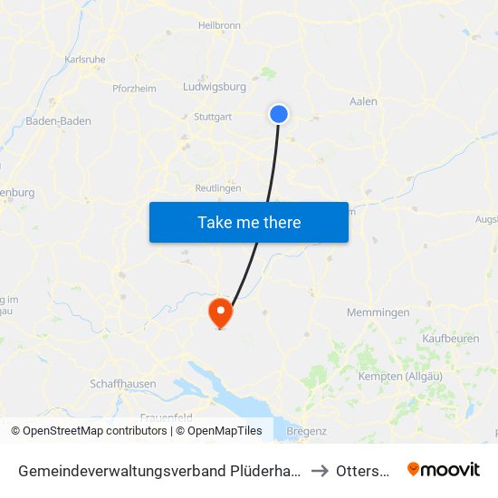 Gemeindeverwaltungsverband Plüderhausen-Urbach to Otterswang map