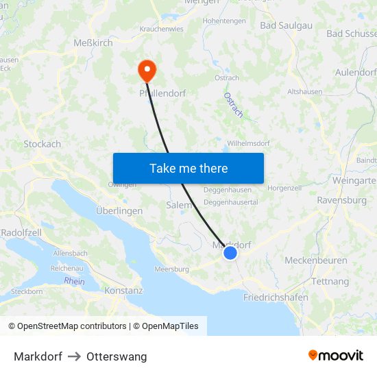 Markdorf to Otterswang map
