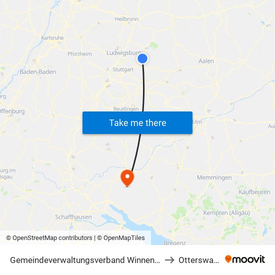 Gemeindeverwaltungsverband Winnenden to Otterswang map