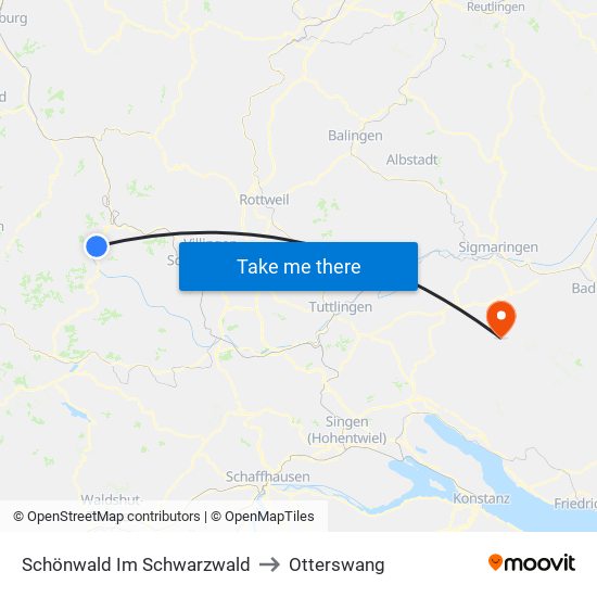 Schönwald Im Schwarzwald to Otterswang map