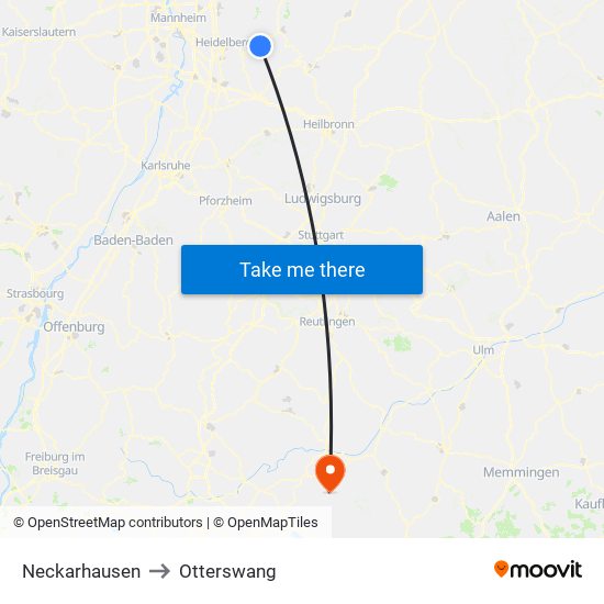 Neckarhausen to Otterswang map