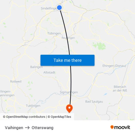 Vaihingen to Otterswang map