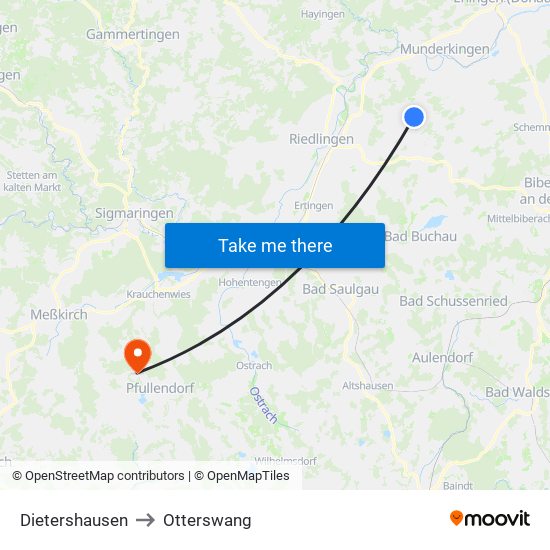 Dietershausen to Otterswang map