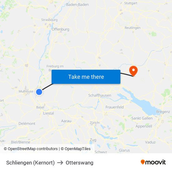 Schliengen (Kernort) to Otterswang map