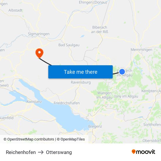 Reichenhofen to Otterswang map