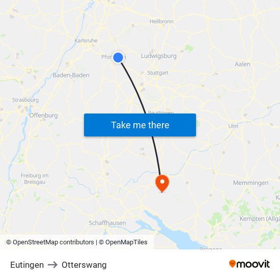Eutingen to Otterswang map