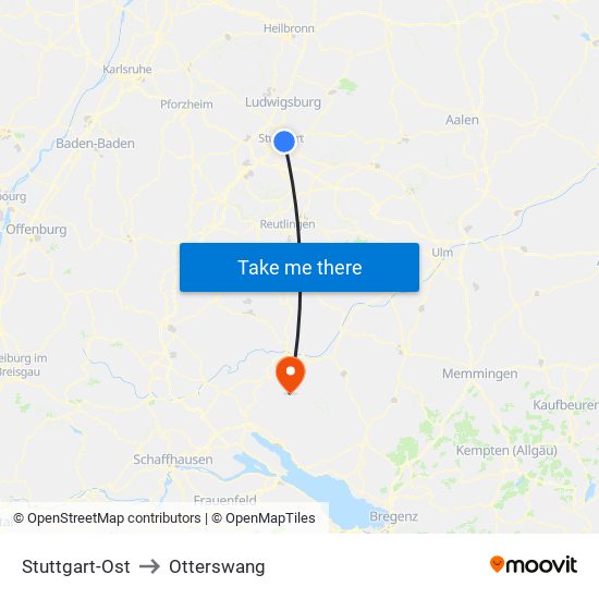 Stuttgart-Ost to Otterswang map
