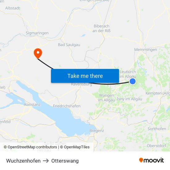 Wuchzenhofen to Otterswang map