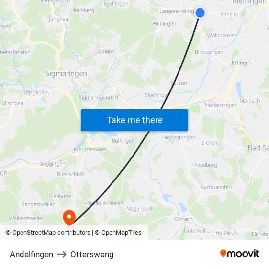 Andelfingen to Otterswang map