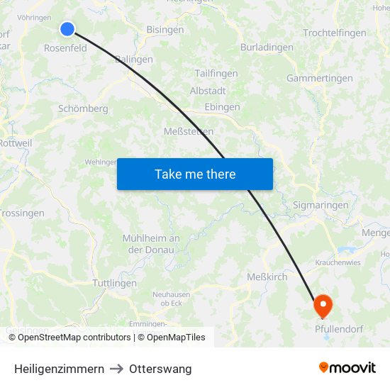 Heiligenzimmern to Otterswang map