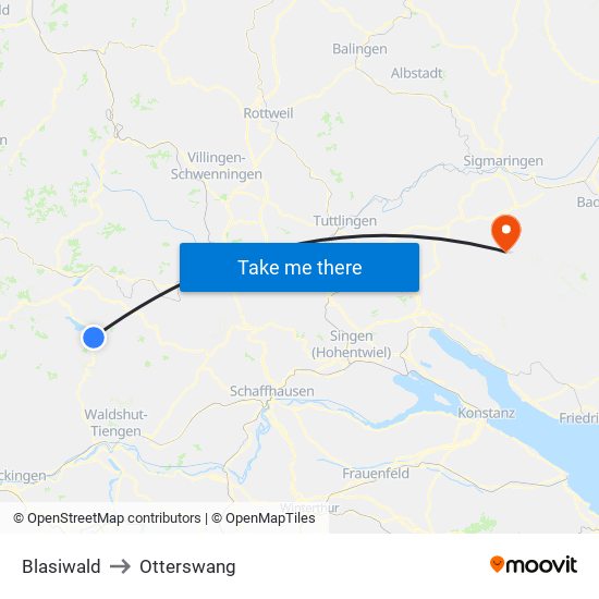 Blasiwald to Otterswang map