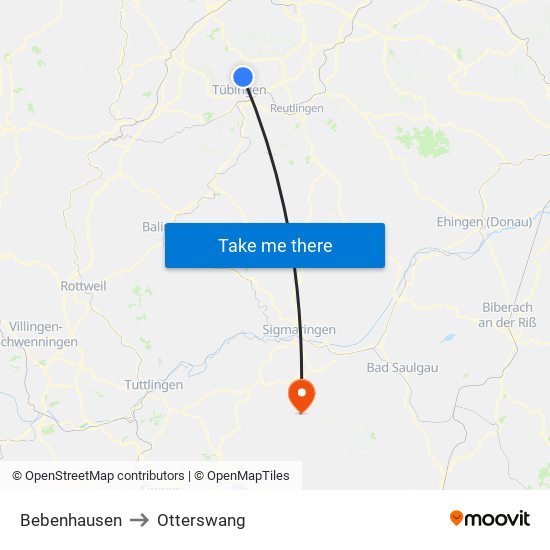 Bebenhausen to Otterswang map