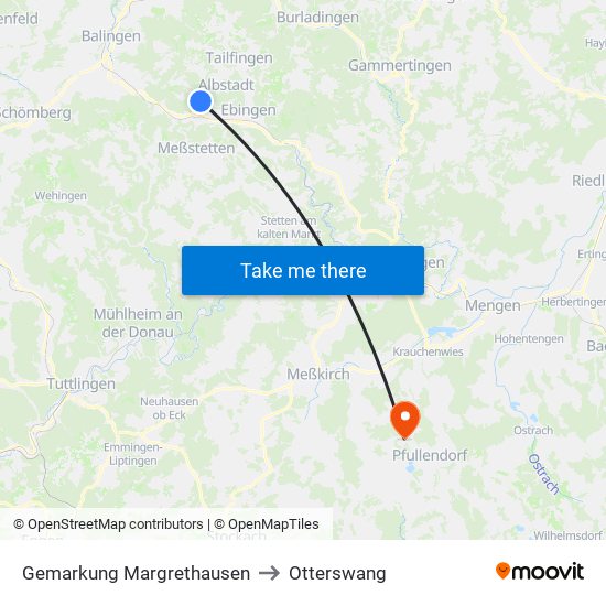 Gemarkung Margrethausen to Otterswang map