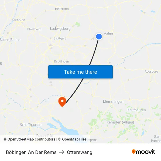 Böbingen An Der Rems to Otterswang map