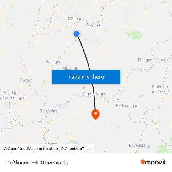 Dußlingen to Otterswang map