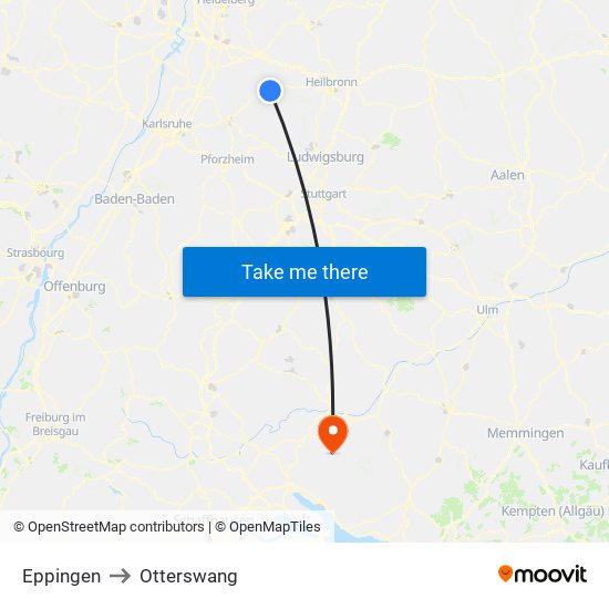 Eppingen to Otterswang map