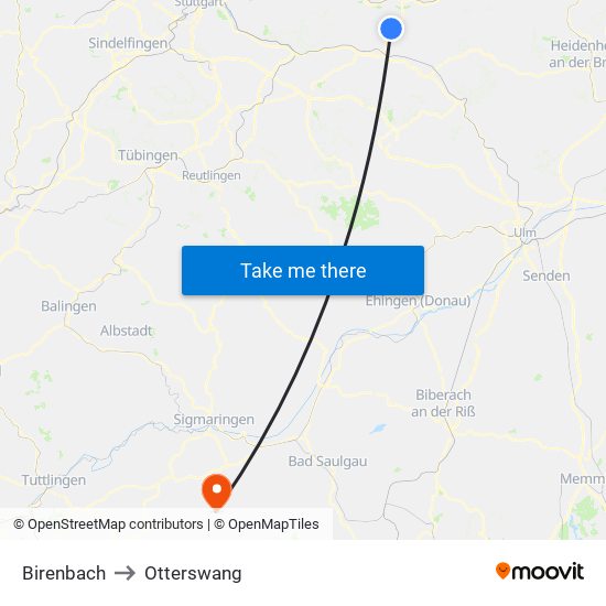 Birenbach to Otterswang map