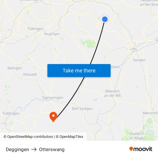 Deggingen to Otterswang map