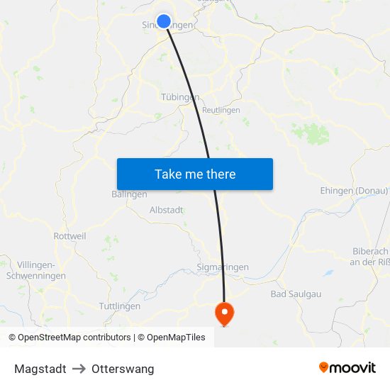 Magstadt to Otterswang map