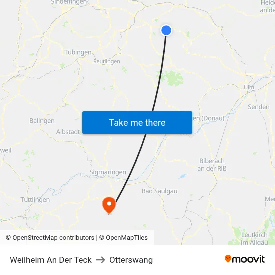 Weilheim An Der Teck to Otterswang map