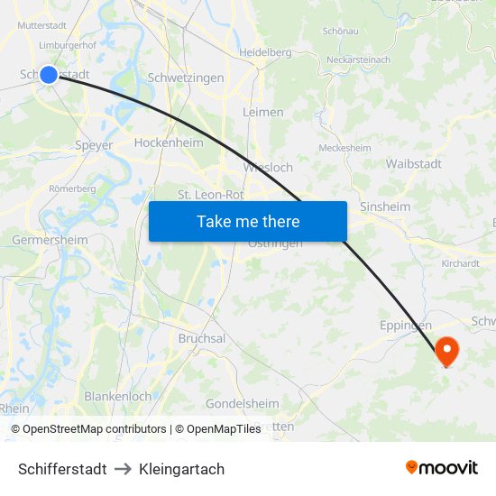 Schifferstadt to Kleingartach map