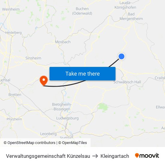 Verwaltungsgemeinschaft Künzelsau to Kleingartach map