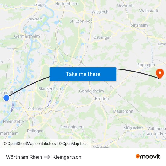 Wörth am Rhein to Kleingartach map