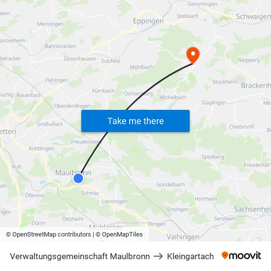 Verwaltungsgemeinschaft Maulbronn to Kleingartach map